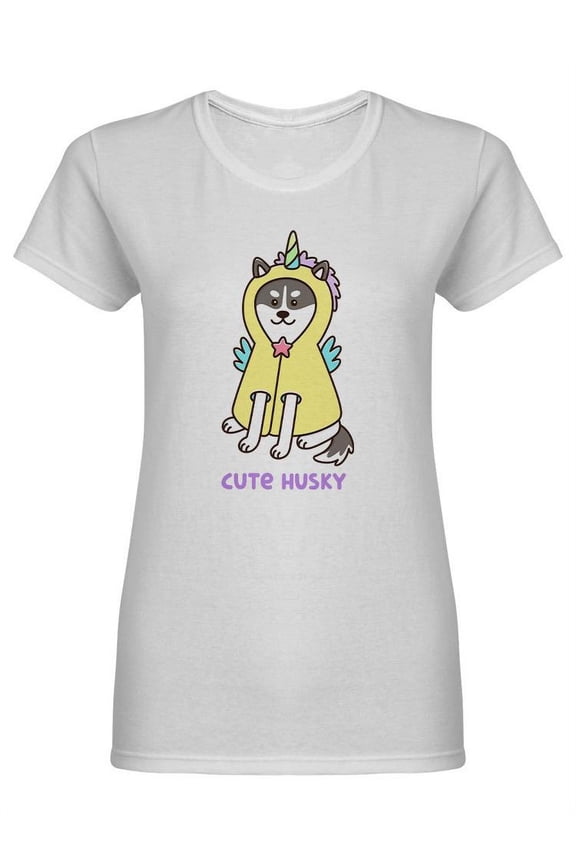 Cute Kawaii Husky As A Unicorn Shaped T-Shirt Women -Image by Shutterstock, Female Small