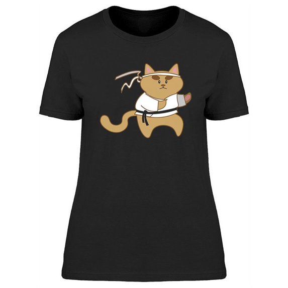 Cute Kawaii Karate Cat T-Shirt Women -Image by Shutterstock, Female 3X-Large