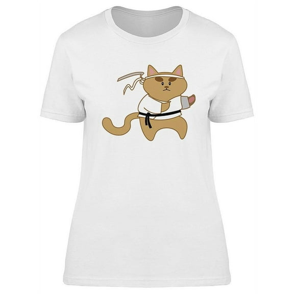 Cute Kawaii Karate Cat T-Shirt Women -Image by Shutterstock, Female x-Large