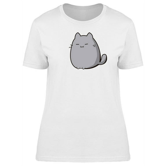 Cute Kawaii Kitten Doodle T-Shirt Women -Image by Shutterstock, Female Medium