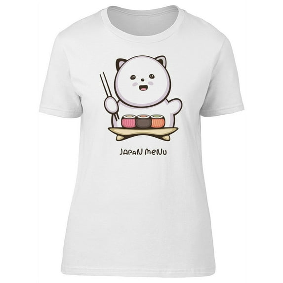 Cute Kawaii Kitten With Sushi Tee Women's -Image by Shutterstock