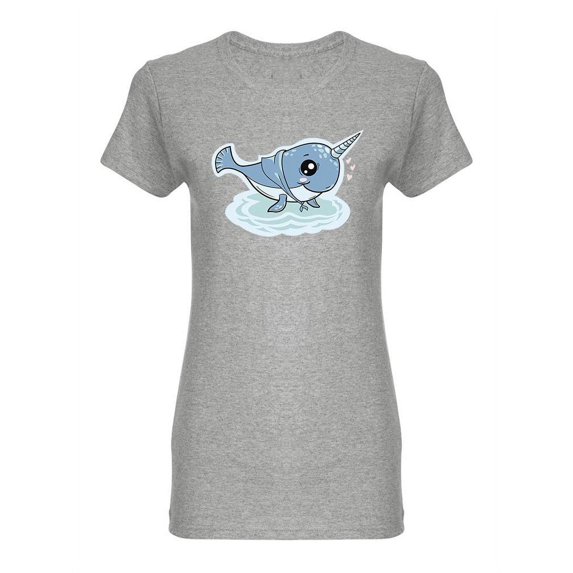 Cute Kawaii Narwhal Design Shaped T-Shirt Women -Image by Shutterstock, Female XX-Large