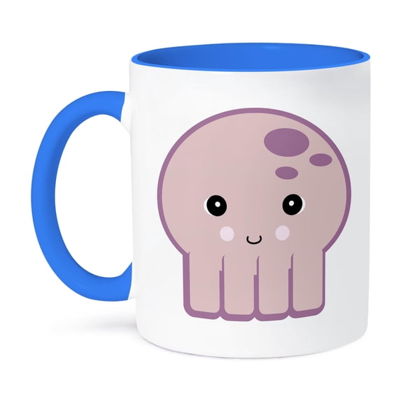 3dRose, Cute Kawaii Octopus, 11oz Two-Tone Blue Mug