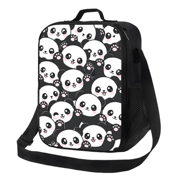 Cute Kawaii Panda Lunch Bag Insulated Thermal Lunch Box with Shoulder Strap & Handle for Women and Men