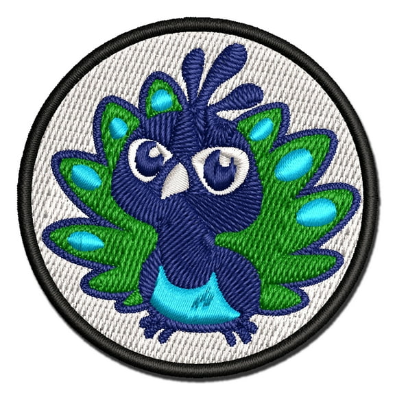 Cute Kawaii Peacock Bird Applique Multi-Color Embroidered Iron-On Patch - 3.5 Inch Large