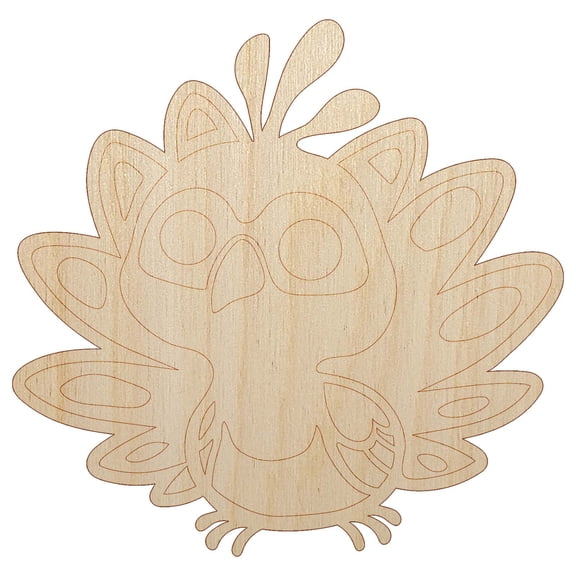 Cute Kawaii Peacock Bird Wood Shape Unfinished Piece Cutout Craft DIY Projects - 4.70 Inch Size - 1/8 Inch Thick