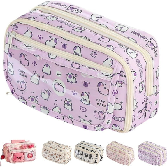 Cute Kawaii Pencil Case Pouch Cartoon Pen Box Holder Organizer for Office Workspace Supplies Desk Accessories Travel Essentials Aesthetic Trendy Cool Stuff Gift Large Capacity