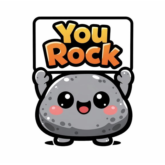Cute Kawaii Pet Rock Car Sticker - "You Rock" Motivational Vinyl Decal - Waterproof Weatherproof Outdoor Auto Bumper Window Graphics - Positive Encouragement Gift for Kids Adults Laptop Water Bottle