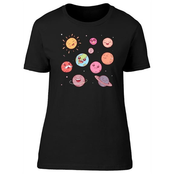 Cute Kawaii Planets T-Shirt Women -Image by Shutterstock, Female Small