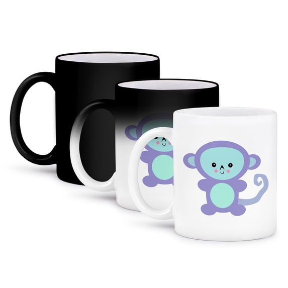 3dRose, Cute Kawaii Purple Monkey, 11oz Magic Transforming Mug