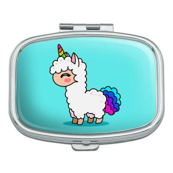 Cute Kawaii Rainbow Llama Unicorn Rectangle Pill Case Trinket Gift Box