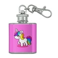 thumbnail image 1 of Cute Kawaii Rainbow Unicorn Chibi Stainless Steel 1oz Mini Flask Key Chain, 1 of 3