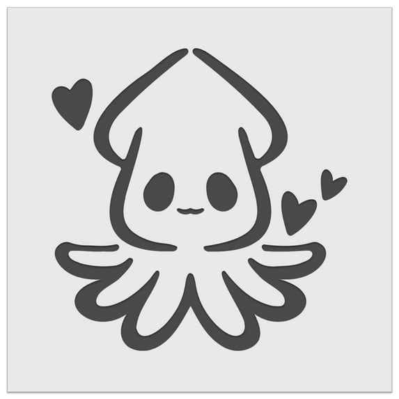 Cute Kawaii Squid with Hearts Sea Life Tentacles DIY Cookie Wall Craft Stencil - 5.5 Inch