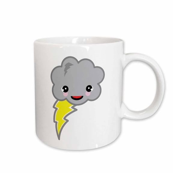 3drose, Cute Kawaii Storm Cloud and Lightning Bolt, 15oz Mug