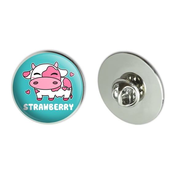 Cute Kawaii Strawberry Milk Cow Metal 1.1" Tie Tack Hat Lapel Pin Pinback