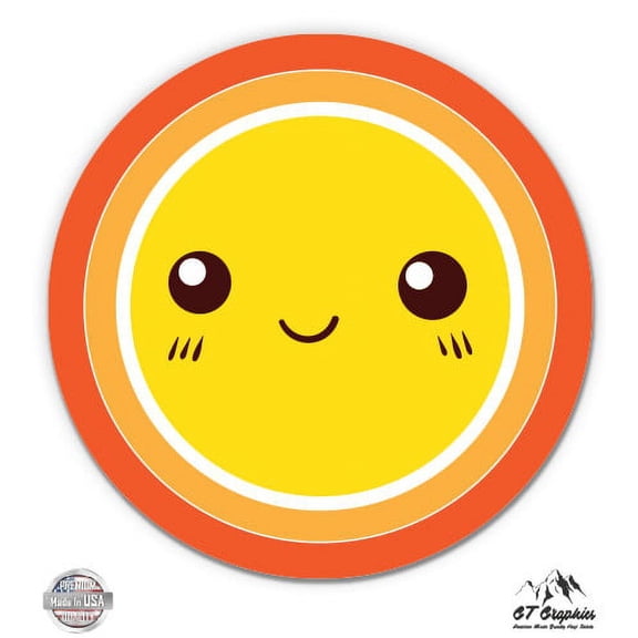Cute Kawaii Sun - 3" Vinyl Sticker - For Car Laptop I-Pad Phone Helmet Hard Hat - Waterproof Decal
