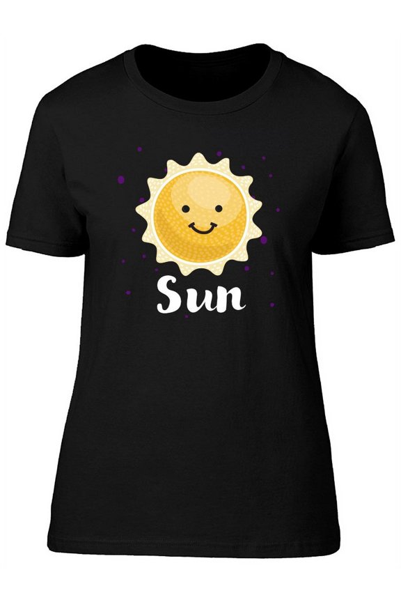 Cute Kawaii Sun, Cartoon T-Shirt Women -Image by Shutterstock, Female Large