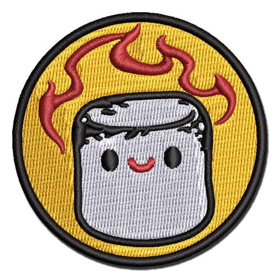 Cute Kawaii Toasted Marshmallow Applique Multi-Color Embroidered Hook & Loop Patch - 3 Inch Medium
