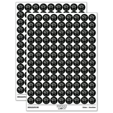 Cute Kawaii Toasted Marshmallow 200+ Round Stickers - Black - Gloss Finish - 0.50" Size