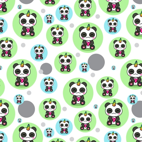 Cute Kawaii Unicorn Panda Holding Heart Premium Gift Wrap Wrapping Paper Roll