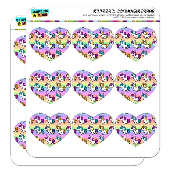 Cute Kawaii Unicorns Pattern Heart Shaped Planner Calendar Scrapbook Craft Stickers