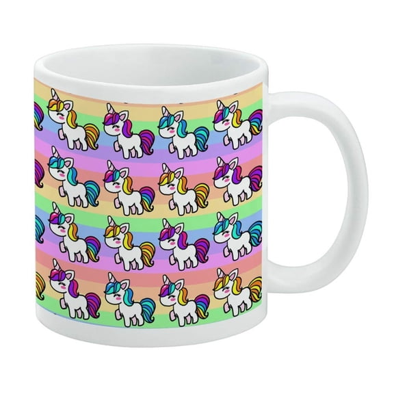 Cute Kawaii Unicorns Pattern White Mug