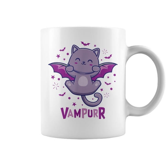 Cute Kawaii Vampire Cat Halloween Coffee Mugs