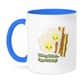 thumbnail image 1 of 3dRose, Cute Kawaii Wakey Wakey Eggs N Bakey, 11oz Two-Tone Blue Mug, 1 of 3