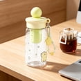 thumbnail image 1 of Cute Kawaii Water Bottle with Strap & Filter, Leakproof Portable Reusable Plastic Water Bottle for Women, Cartoon Animal Design Clear Drink Cup for Office, Travel, Outdoor Sports, 1 of 7