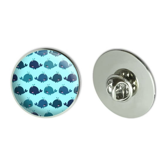 Cute Kawaii Whales Pattern Metal 1.1" Tie Tack Hat Lapel Pin Pinback