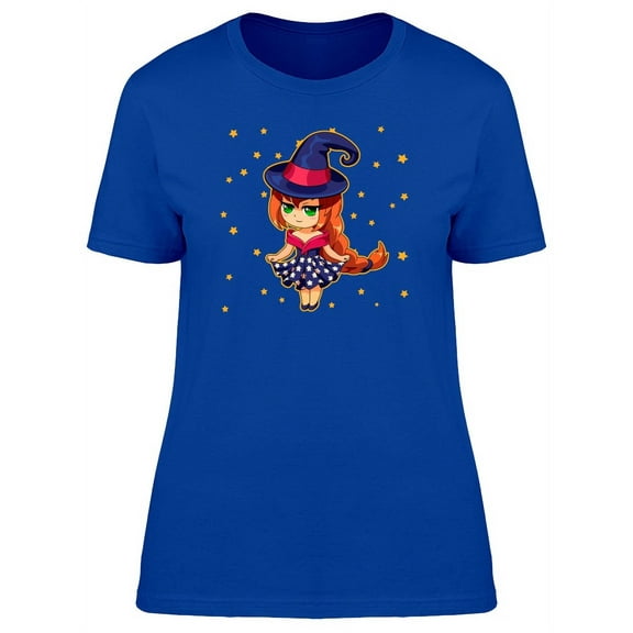 Cute Kawaii Witch Girl Cartoon T-Shirt Women -Image by Shutterstock, Female x-Large