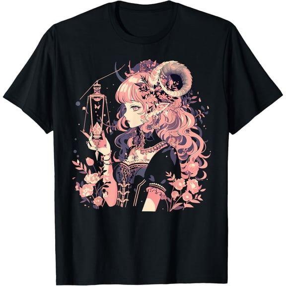 Cute Kawaii Witchy Lady Demon Crystal Alchemist Pastel Goth T-Shirt
