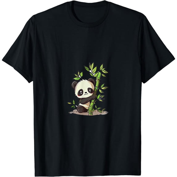 Cute Kawaii panda hugging bamboo shoots T-Shirt
