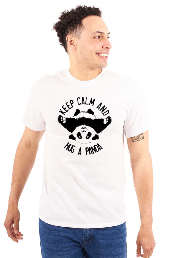 Cute Keep Calm and Hug A Panda Plus Size Crewneck Graphic Tee Shirt Brisco Brands 2X