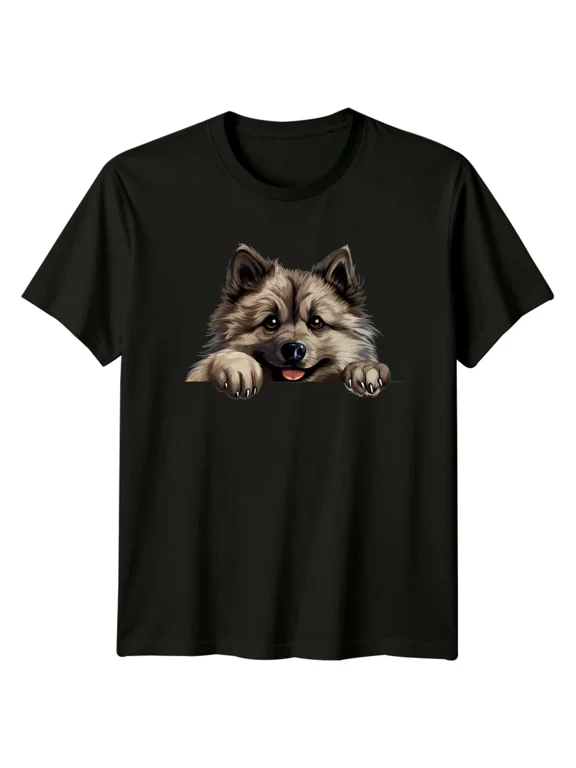 Cute Keeshond Dog Breed Peekaboo T-Shirt, Dog Lover Tee