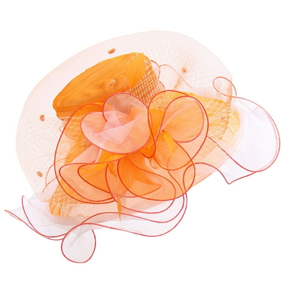 Cute Kentucky Derby Hats, Comdrip Women Kentucky Derby Church Dress Fascinator Wide Brim Wedding Tea Party Church Hats for Women 2025 Orange One Size