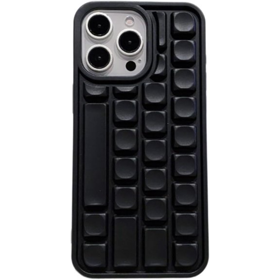 Cute Keyboard Style Soft Phone Case Compatible with iPhone Case (for iPhone 15, Black)