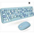 thumbnail image 1 of Cute Keyboard and Mouse Combo - Transform Your Space with a Colorful Blue Wireless Keyboard and Mouse Retro Set (110 Keys and 18 Shortcuts), 1 of 5