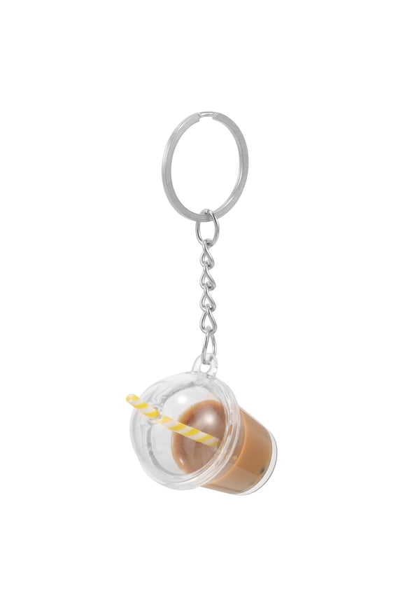 Coffee Color Bubble Tea Keychain Stylish Keyring for Car Purse Charm
