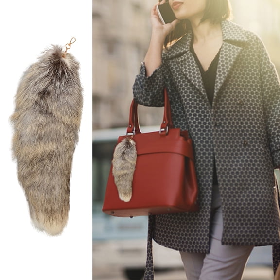 Cute Keychains 3D Tail Keychain Pendant for Women Fashionable Animal Tail Key Ring Holder Pompoms Handbag Accessory