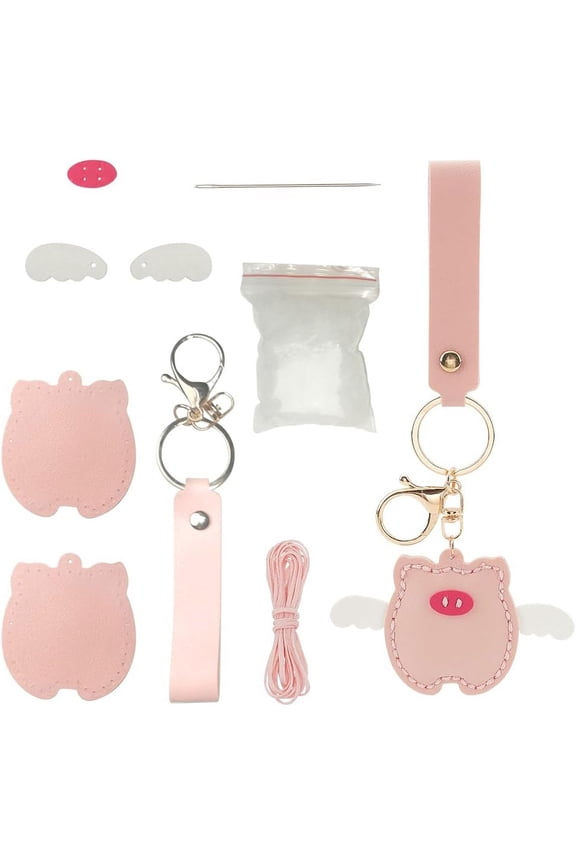 Cute Keychains DIY Kits Lovely Pink Piggy Handbag Purse Kawai DIY Crafts with All Accessories Production Instructions Unique Birthday Gifts for Friends Family Pink DIY