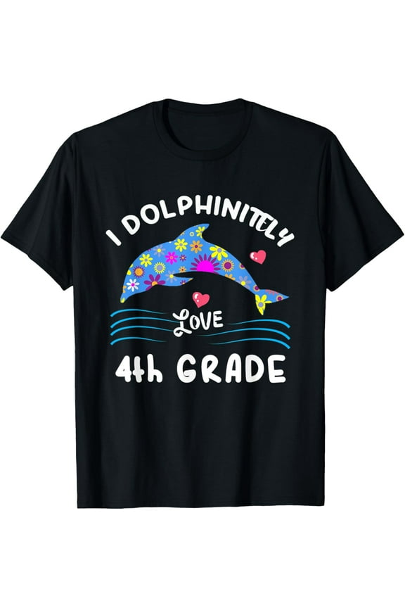 Cute Kids 4th Grade Back To School Girls Dolphin Themed Gift T-Shirt