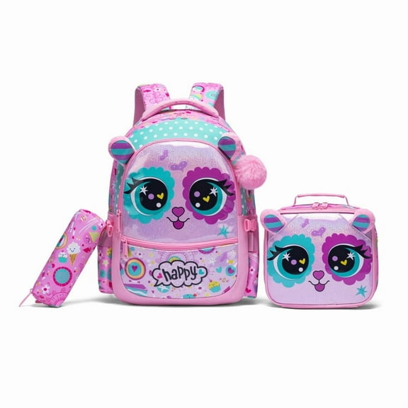 Cute Kids Backpack for School Backpacks for Girls Teen Bookbag with Lunch Bag Pen Bag for Elementary School Student Ages 8-10