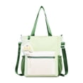 thumbnail image 1 of Cute Canvas Tote Bag With Plush for Ages 5rd 6th 8th 10th Pendant Multi Pocket Adjustable Strap Homework Tutoring Book Bag For School, 1 of 8