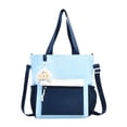 thumbnail image 1 of Cute Canvas Tote Bag With Plush for Ages 5rd 6th 8th 10th Pendant Multi Pocket Adjustable Strap Homework Tutoring Book Bag For School, 1 of 5