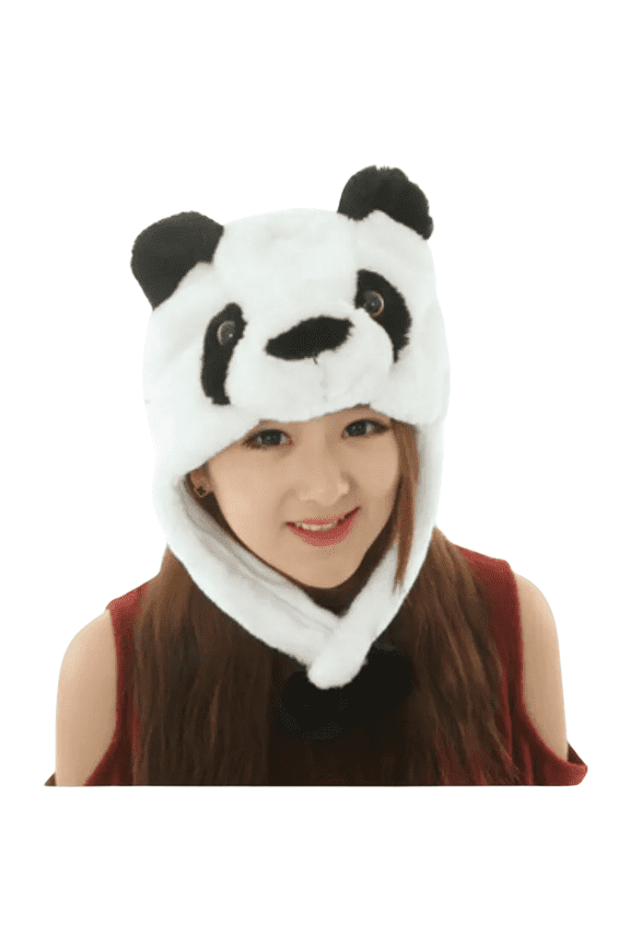 Unisex Kids Panda Plush Cosplay Winter Hat, White, Ages 5-10