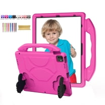 Cute Kids Case for Apple iPad 10.2" 9th 8th 7th Gen/ iPad Air 3 10.5"/ iPad Pro 10.5", Thumb Design Soft EVA Rubber Anti-Scratch Shockproof Handle Kickstand Lightweight Kids Friendly, Rose