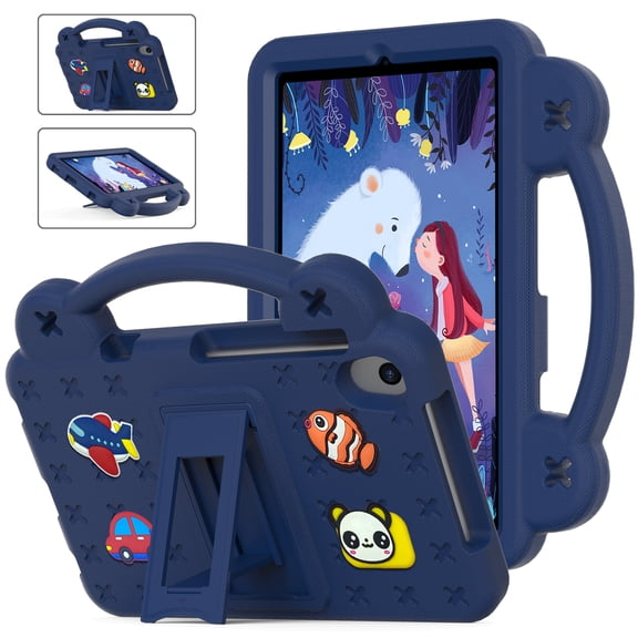 Cute Kids Case for Walmart Onn 8 Inch Tablet Case 2024 Model 100135923, EVA Rubber DIY Figures Handle Stand Lightweight Bumper Rugged Kids Friendly Case Cover for Onn 8 Inch Tablet, Navyblue