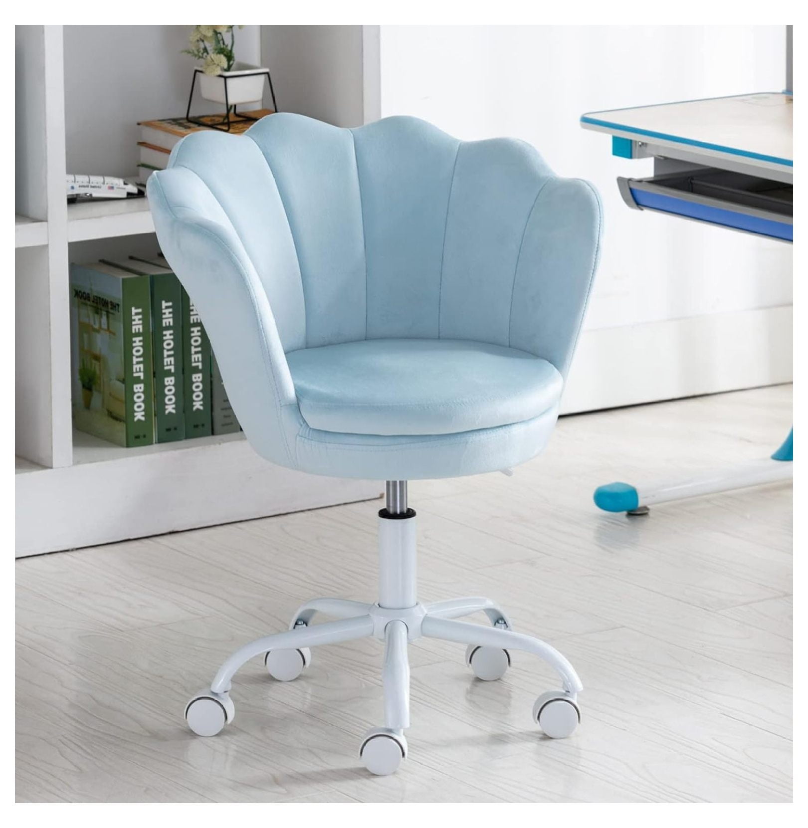 Cute Kids Desk Chair Velvet Adjustable Task Chair Swivel Vanity Chair