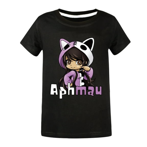 Cute Kids Girl Anime Kawaii T-Shirt Aphmaus Tops Tee Summer Clothes Causal Wear Shirt Short Sleeve T Shirts Age 4-13 Years